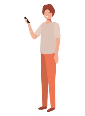 smartphone avatar karakter ile genç adam