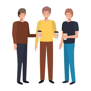 Konteyner plastik kahve avatar karakter erkeklerle