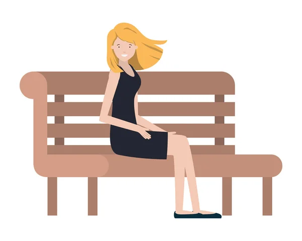 Frau sitzt im Parksessel Avatarfigur — Stockvektor