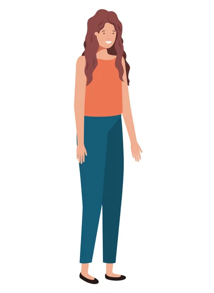 Carácter avatar mujer joven — Vector de stock