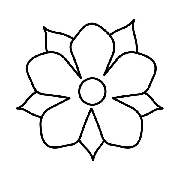 Hermosa flor con hojas icono aislado — Vector de stock