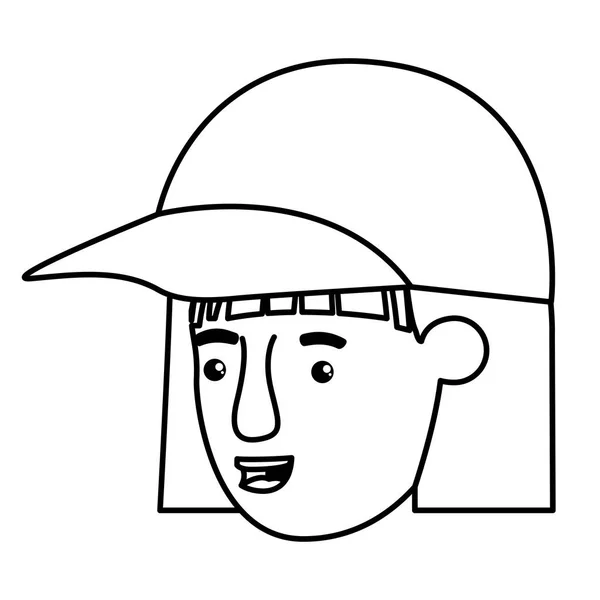 Cabeza de mujer con carácter avatar gorra — Vector de stock