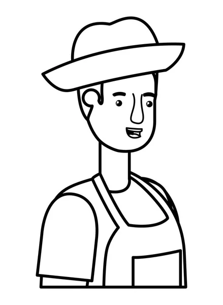 Mężczyzna ogrodnik z fartuch avatar znaków — Wektor stockowy