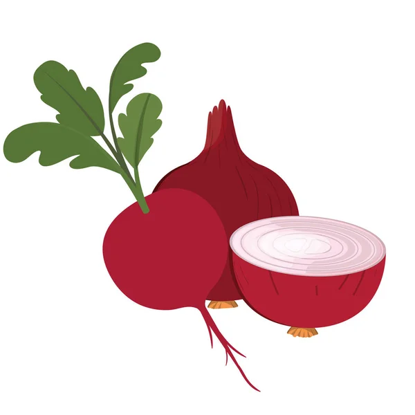 Beautiful beet and egg onion isolated icon — 스톡 벡터