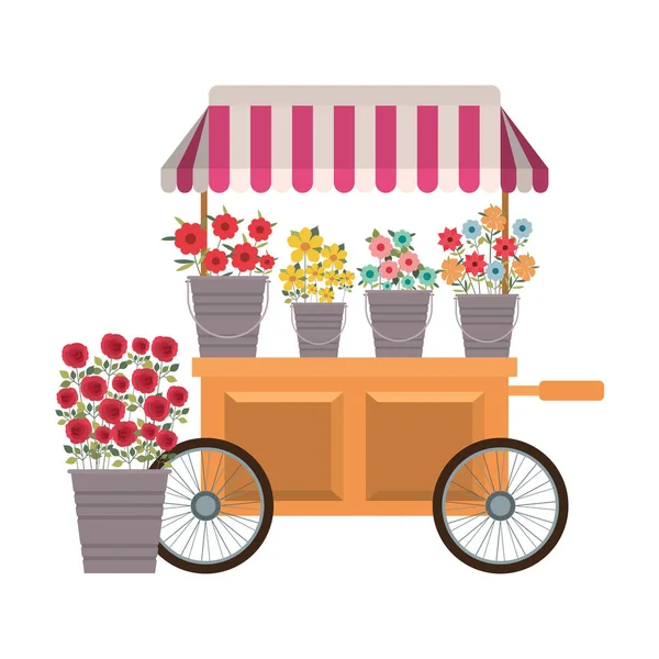 Store kiosk with flowers isolated icon — Stock Vector