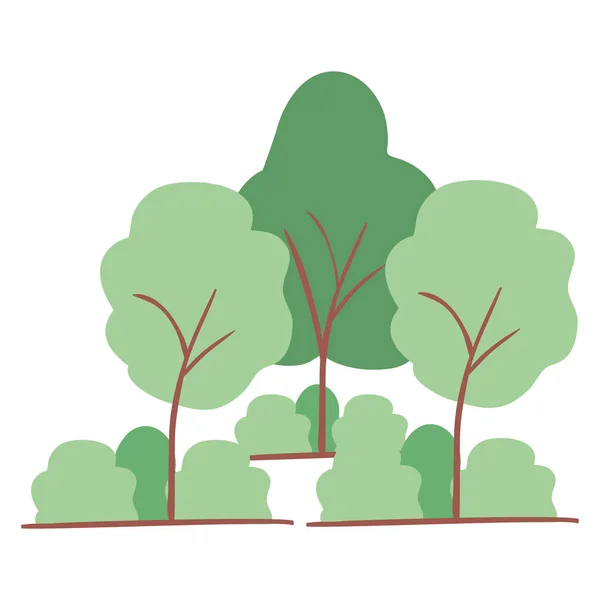 Landschap met bomen en planten geïsoleerd pictogram — Stockvector