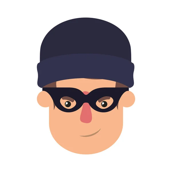 Tête d'homme avec masque de voleur avatar personnage — Image vectorielle