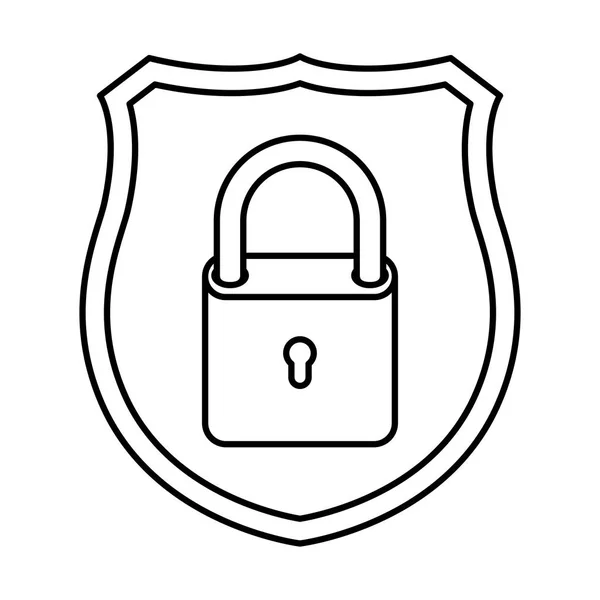 Escudo com ícones isolados cadeado — Vetor de Stock
