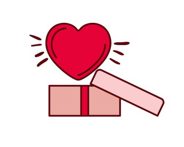 hediye kutusu ile izole kalp simgesi