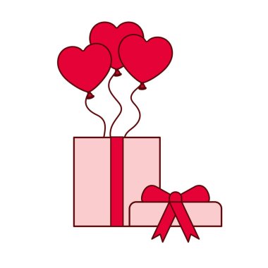 kalp balon hediye kutusu izole simgesiyle