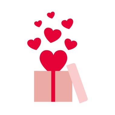 hediye kutusu ile kalpleri izole simgesi