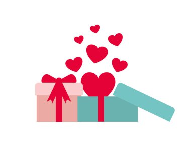 hediye kutuları kalpler izole simgesiyle