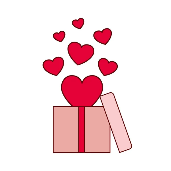 礼物盒与心脏隔离图标 — 图库矢量图片