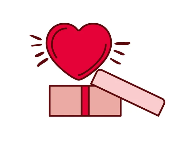 Caja de regalo con corazón icono aislado — Archivo Imágenes Vectoriales