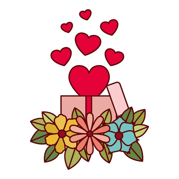 Gift box with hearts isolated icon — Stock Vector