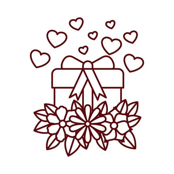 Caja de regalo con corazones icono aislado — Vector de stock