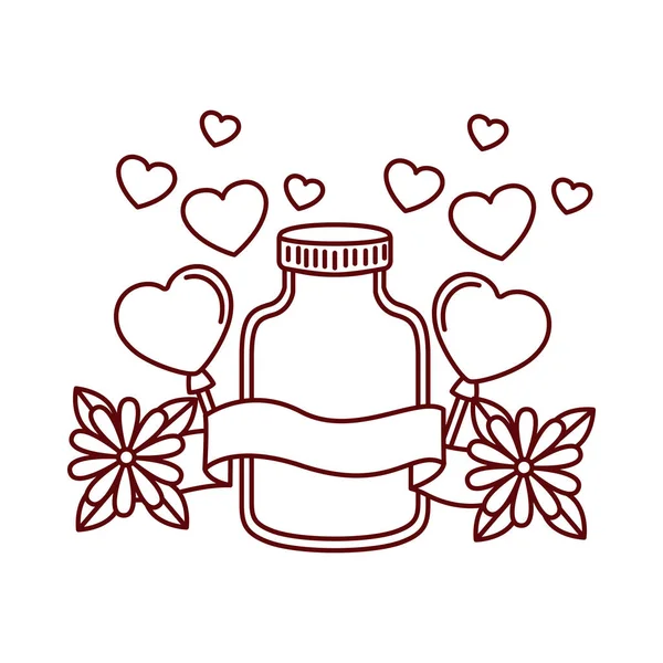 Jar with hearts isolated icon — Stock Vector