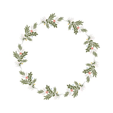 Çiçek çelenk ve izole simgesi yapraklar