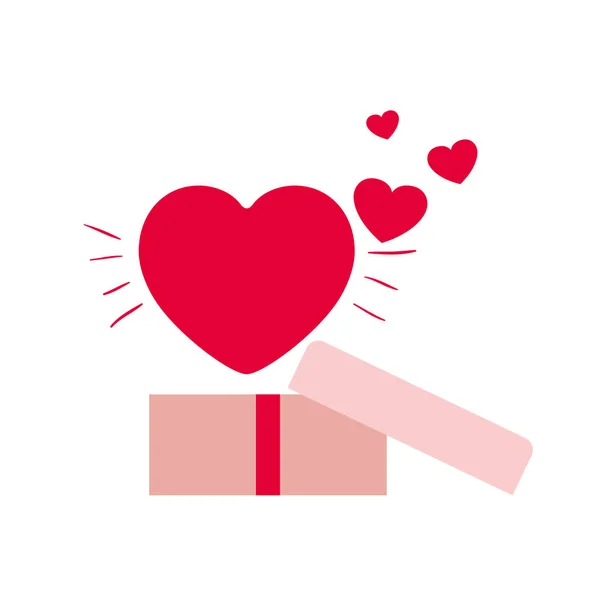 礼品盒与心脏隔离图标 — 图库矢量图片