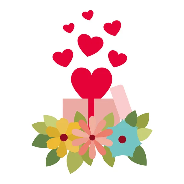 Gift box with hearts isolated icon — Stock Vector