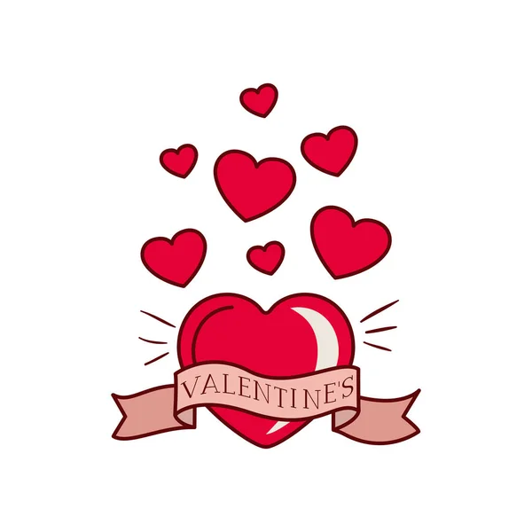 Heart with ribbon isolated icon — Stock Vector