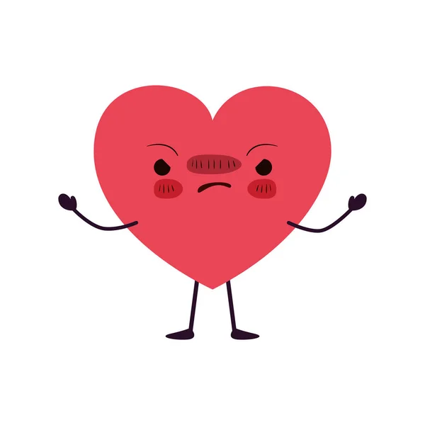 Coeur amour kawaii caractère — Image vectorielle