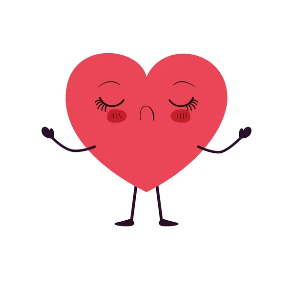 Hjärta kärlek kawaii karaktär — Stock vektor