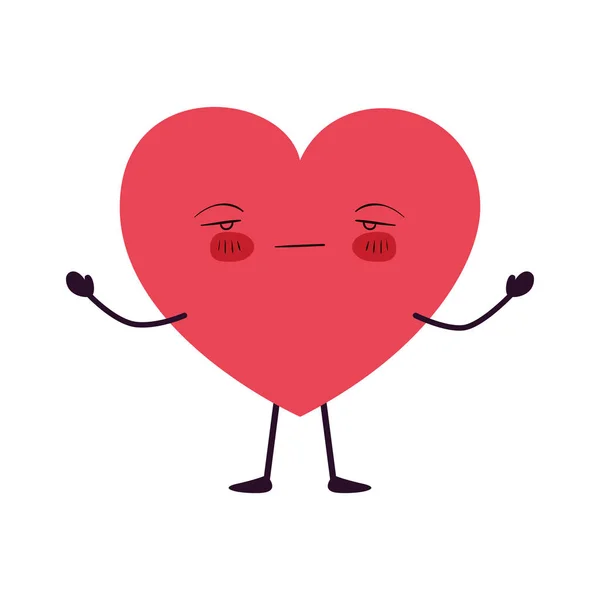 Corazón amor kawaii carácter — Vector de stock