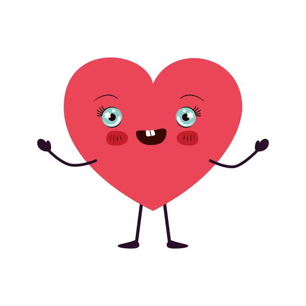 Srdce lásky kawaii charakter — Stockový vektor