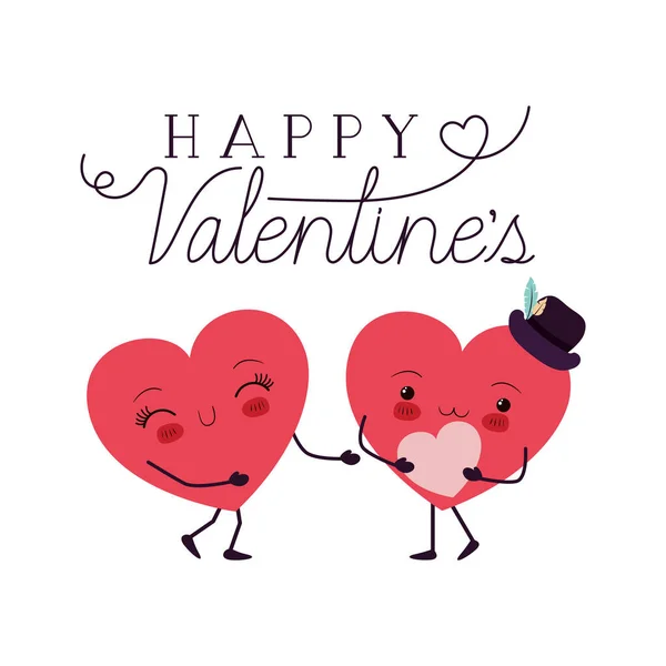 Valentin nap szív szeretet kawaii karakterrel — Stock Vector