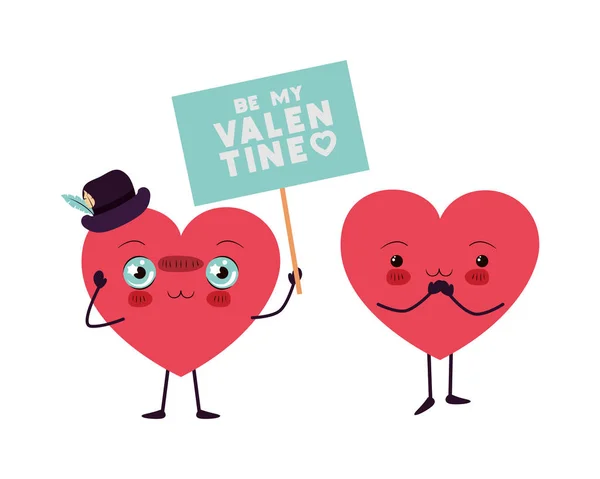 Az én-m Valentin szív szeretet kawaii karakterrel kell — Stock Vector