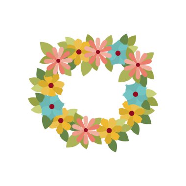 Çiçek çelenk ve izole simgesi yapraklar