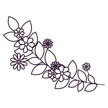 güzel çiçeklerle yapraklar izole simgesi