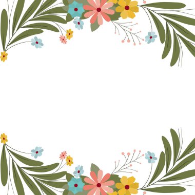 güzel çiçeklerle yapraklar izole simgesi