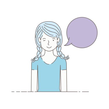 konuşma balonu avatar karakter olan kadın