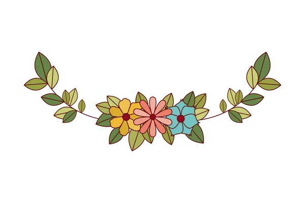 Mooie bloemen met blaadjes geïsoleerde pictogram — Stockvector