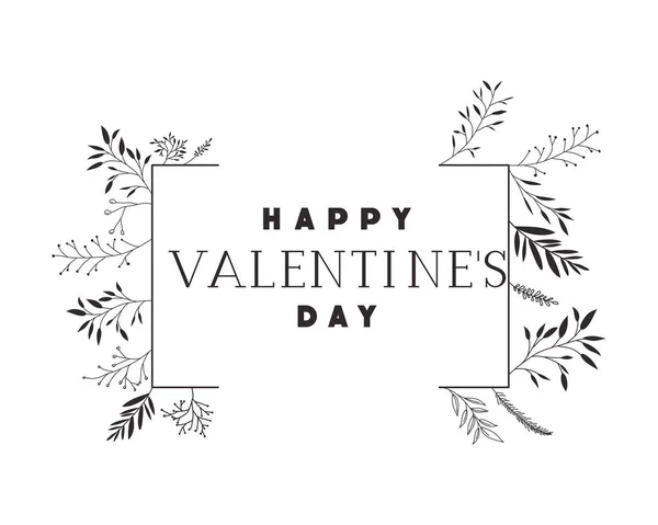 Happy Valentijnsdag label met bloem kroon pictogrammen — Stockvector