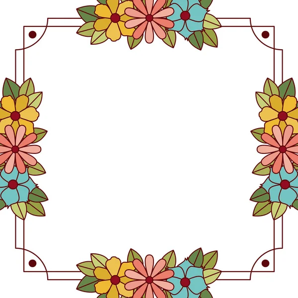 Frame Flowers Isolated Icon Vector Illustration Desing — Stock Vector