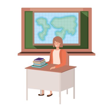 Coğrafya dersinde kadın öğretmen