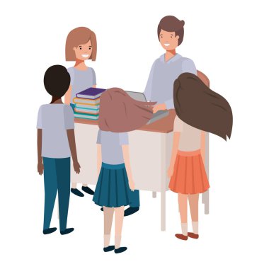 Öğretmen sınıfta öğrenciler ile