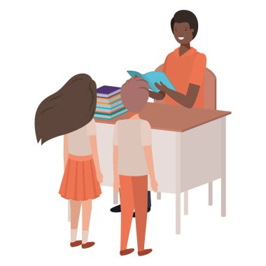 Öğretmen sınıfta öğrenciler ile siyah