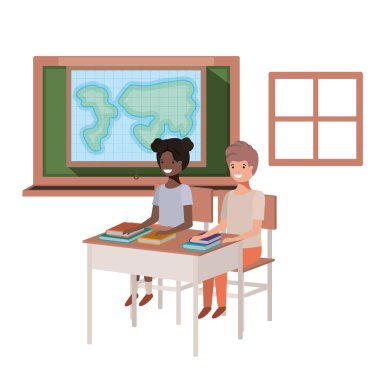 Coğrafya sınıfta genç öğrenciler