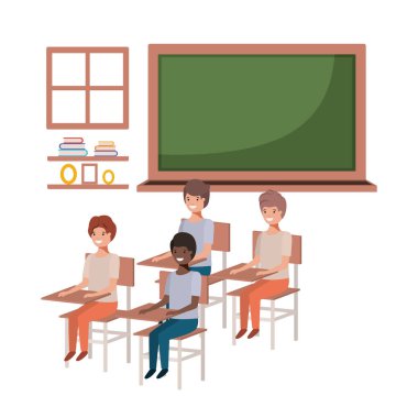 Sınıfta bir grup genç öğrenci.