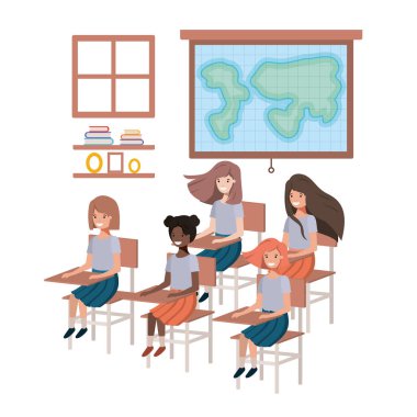 Coğrafya sınıfta genç öğrenciler