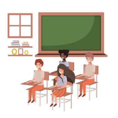 Sınıfta bir grup genç öğrenci.