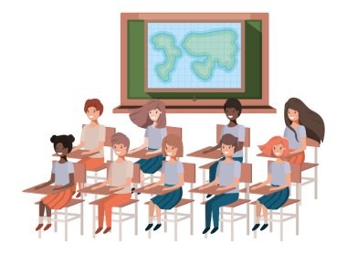 Coğrafya sınıfta genç öğrenciler