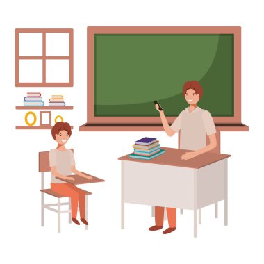 Öğretmen sınıfta öğrenciler ile