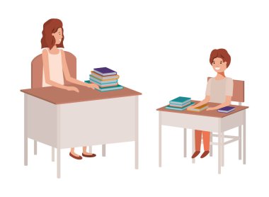 kadın öğretmen ile öğrenci sınıfta