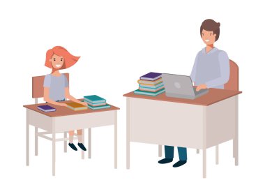 öğretmen ile öğrenci sınıfta