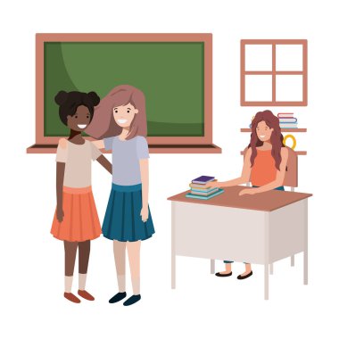 Öğretmen sınıfta öğrenciler ile